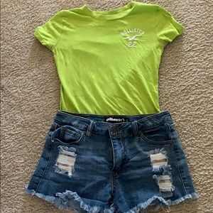 Hollister tee (size s) and dollhouse shorts size 1